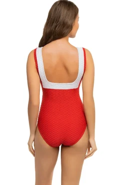 Textured One Piece Swimsuit