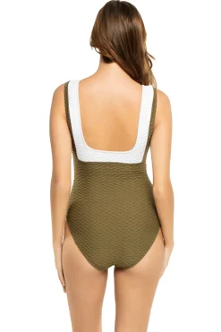 Textured One Piece Swimsuit