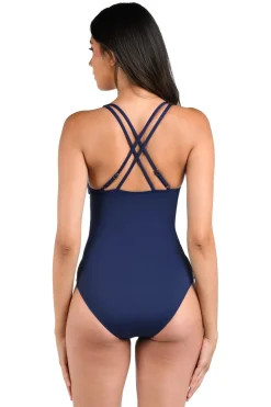 Underwire Lace Up One Piece Swimsuit