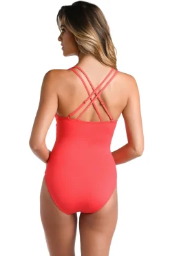 Underwire Lace Up One Piece Swimsuit