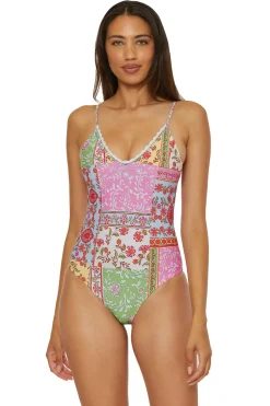 V-Neck One Piece Swimsuit