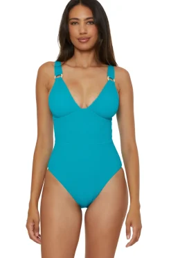 V-Neck One Piece Swimsuit